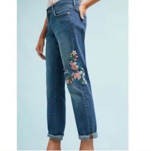Anthropologie Embroidered Blue Jeans